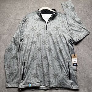 Chubbies Plushy Palm Momentum QZ 1/4 Zip Pullover Men's Medium Tropical Green‎